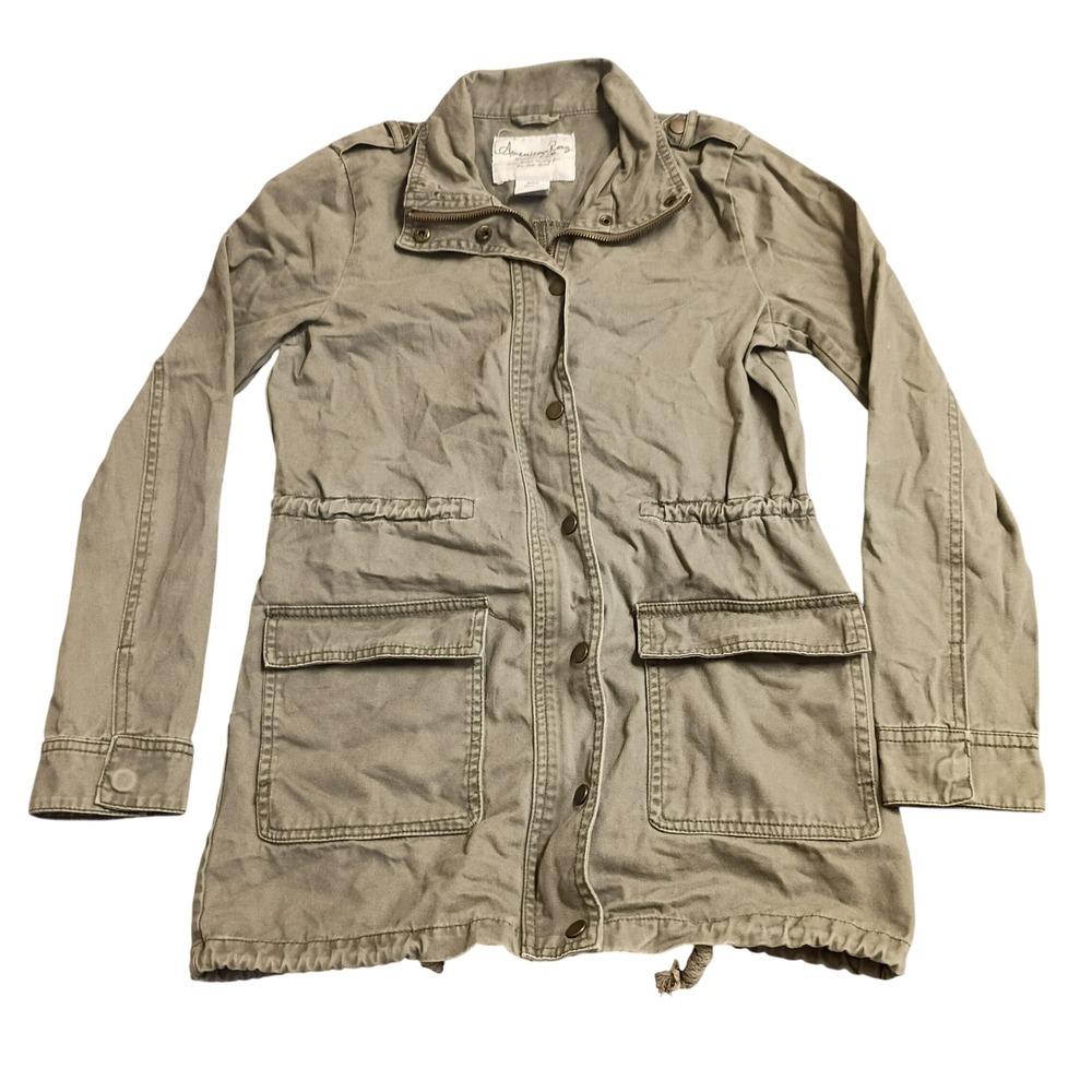 American Rag Utility Jacket Womens Small Green Military Field Coat Cargo Pocket
